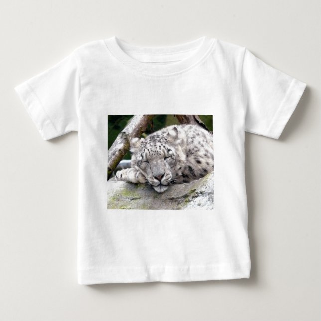 Camiseta Para Bebê Leopardo de Neve - lindo! (Frente)