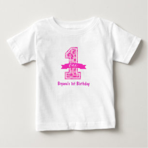 Camiseta Para Bebê Leopardo Rosa Estampa de Guepardo UM Aniversário P