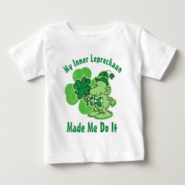 Camiseta Para Bebê Leprechaun interno da xadrez (Frente)