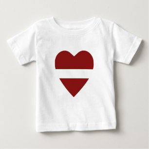 Camiseta Para Bebê Letônia Sinalizador Heart Shirt