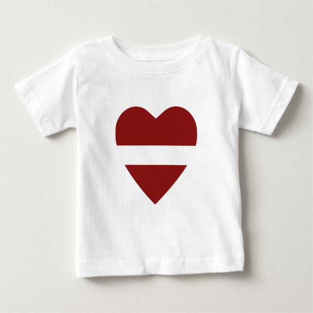 Camiseta Para Bebê Letônia Sinalizador Heart Shirt (Frente)