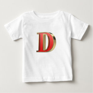 Camiseta Para Bebê Letra D de vidro vermelho