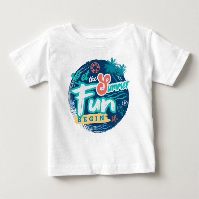 Camiseta Para Bebê Letra de Mão de Verão (Frente)