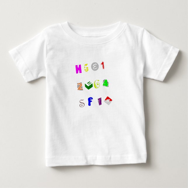 Camiseta Para Bebê Letra e Número Bebê (Frente)