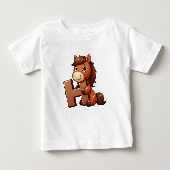 Camiseta Para Bebê Letra H Baby T-Shirt (Frente)