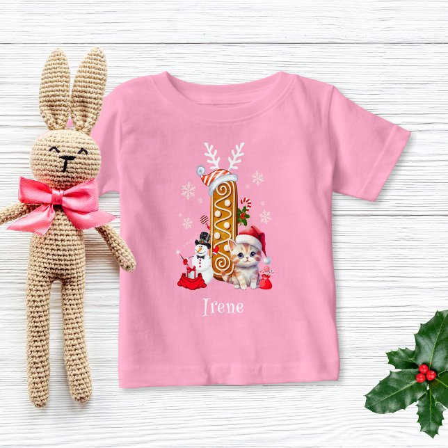 Camiseta Para Bebê Letra I Rapariga De Pão De Natal (Criador carregado)