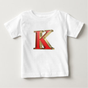 Camiseta Para Bebê Letra K de vidro vermelho