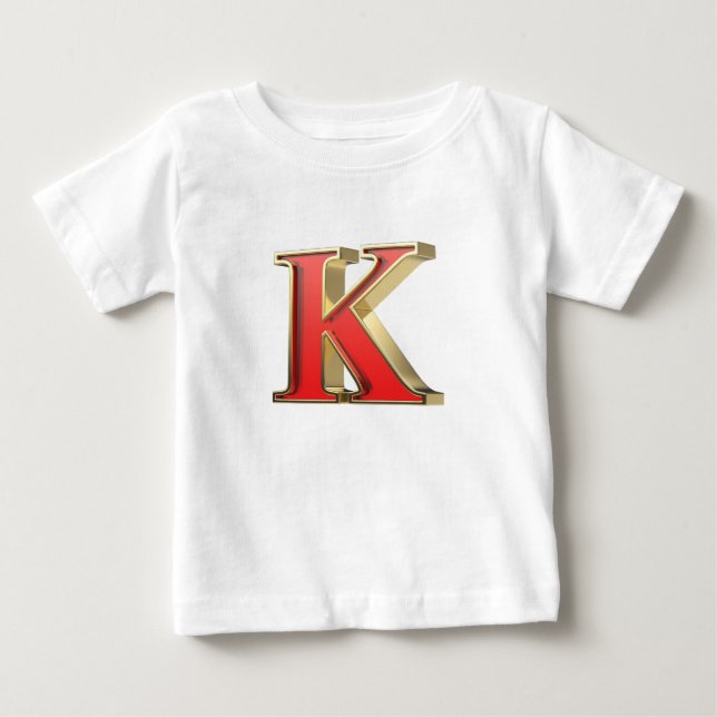 Camiseta Para Bebê Letra K de vidro vermelho (Frente)