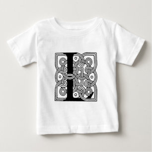 Camiseta Para Bebê Letra L Monograma Impressão de Nó Celta Vintage