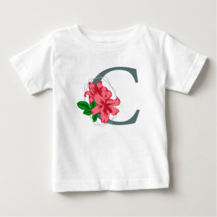 Camiseta Para Bebê Letra maiúscula C monograma floral