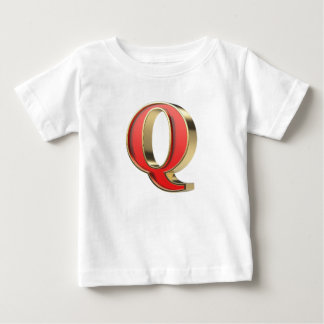 Camiseta Para Bebê Letra Q de vidro vermelho
