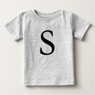Camiseta Para Bebê Letra S monogramada t-shirt preta