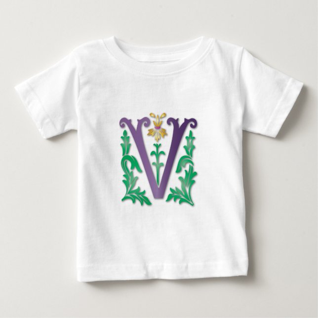 Camiseta Para Bebê Letra V Monograma (Frente)