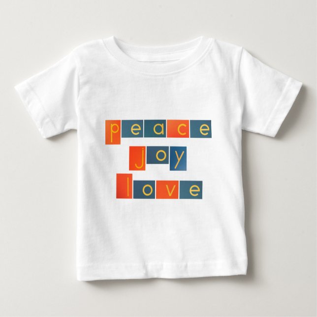 Camiseta Para Bebê Letras da lixa do AMOR da ALEGRIA da PAZ (Frente)
