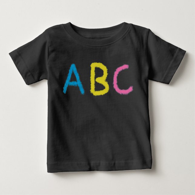 Camiseta Para Bebê Letras de giz coloridas ABC (Frente)
