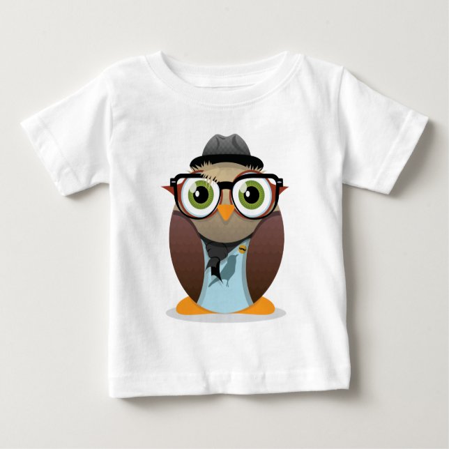 Camiseta Para Bebê Letras miudinhas da coruja do hipster (Frente)