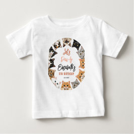 Camiseta Para Bebê Let's Pawty Cat 5th Birthday | Custom Birthday Kid