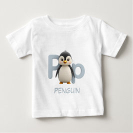 Camiseta Para Bebê Letter P Penguin Educational Kids T-Shirt | Upperc