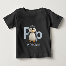 Camiseta Para Bebê Letter P Penguin Educational Kids T-Shirt | Upperc