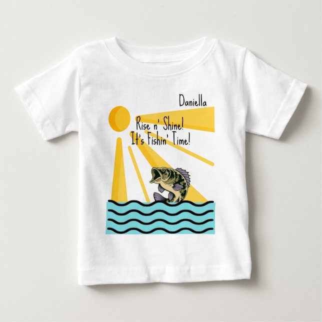 Camiseta Para Bebê "Levante-se! É o tempo do Fishn!" Personalizado (Frente)