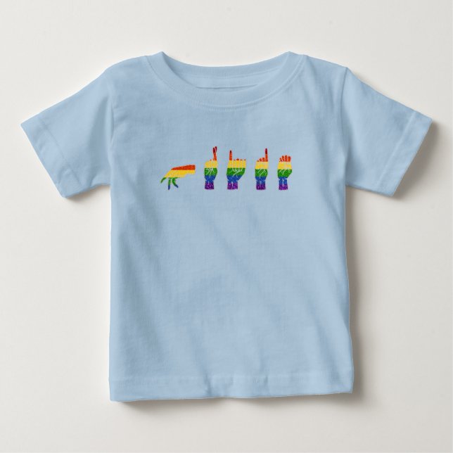 Camiseta Para Bebê LGBT Glitter Rainbow Orgulho ASL (Frente)