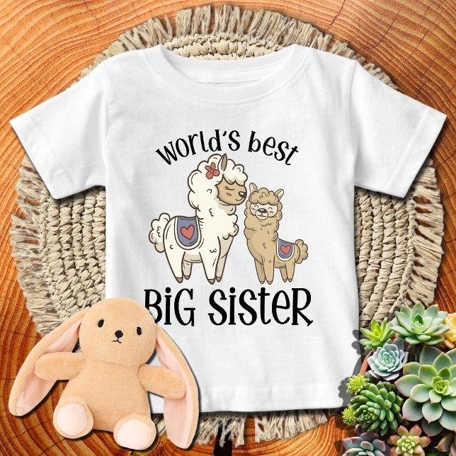 Camiseta Para Bebê Lhama 🦙 Alpacas Melhor Irmã Mais Velha do Mundo (Criador carregado)