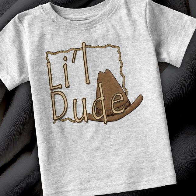 Camiseta Para Bebê Li Dude Little Western Hat Cowboy (Li'l Dude Little Western Cowboy Baby T-Shirt)