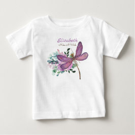 Camiseta Para Bebê Libélula Faça Um Desejo Roxo NOMEADO Presente Para