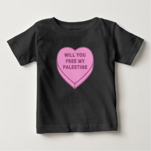 Camiseta Para Bebê Libertará a minha Palestina? Docinho doce doce