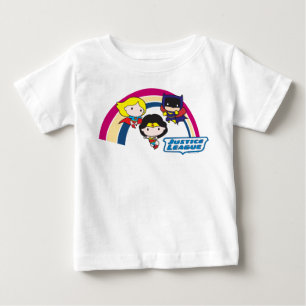 Camiseta Para Bebê Liga da Justiça Chibi - Arco-Íris