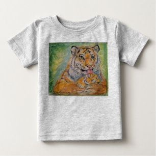 Camiseta Para Bebê Ligação em ponte de bebê com tigres