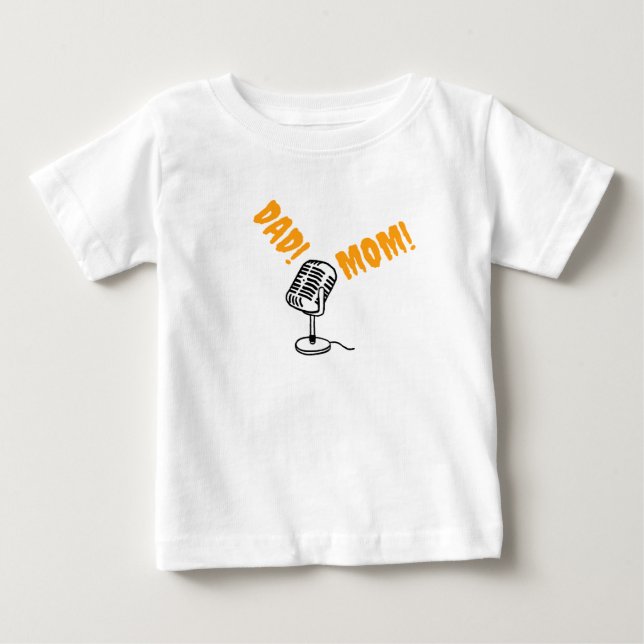 Camiseta Para Bebê Ligando para o Pai e a mãe no microfone (Frente)