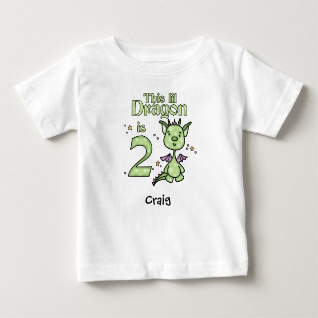 Camiseta Para Bebê Lil Dragon segundo aniversário Baby T-Shirt (Frente)