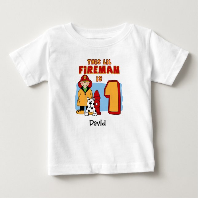Camiseta Para Bebê Lil Fireman primeiro aniversario Baby T-Shirt (Frente)