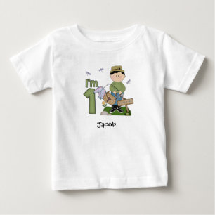 Camiseta Para Bebê Lil Fishingman primeiro aniversario Baby T-Shirt
