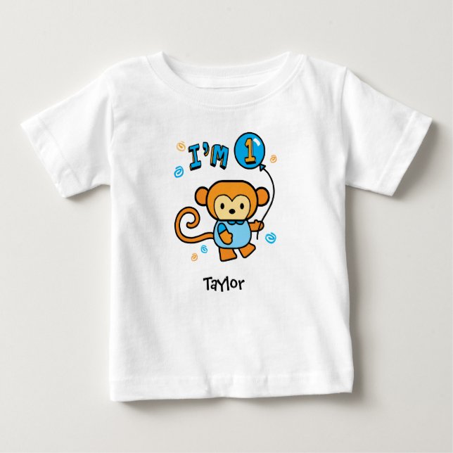 Camiseta Para Bebê Lil Monkey primeiro aniversario Baby T-Shirt (Frente)
