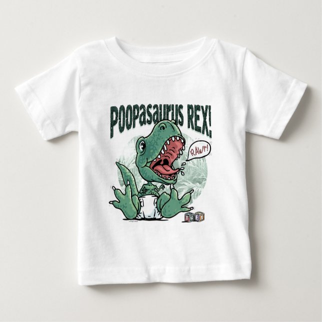 Camiseta Para Bebê Lil Rex Poopasaurus Rex (Frente)