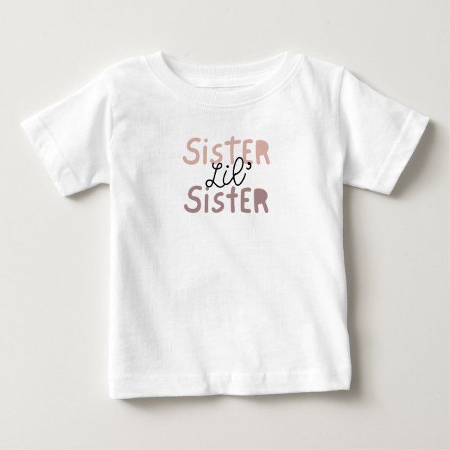 Camiseta Para Bebê Lil' Sister Tee. Companion to  Big Sister Tee (Frente)
