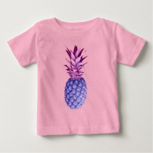 Camiseta Para Bebê Lilás e abacaxi rosa