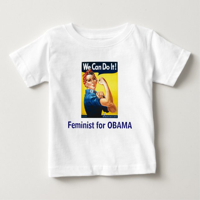 Camiseta Para Bebê Lilttle Feminista para OBAMA (Frente)