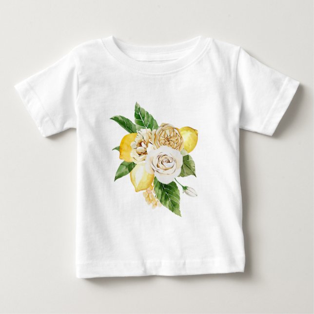 Camiseta Para Bebê Limões e rosas (Frente)