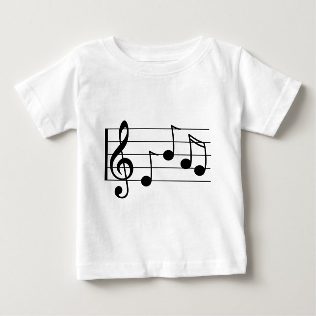Camiseta Para Bebê Limpo e funcionarios do piso da notação musical (Frente)