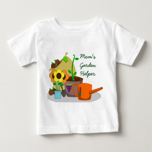 Camiseta Para Bebê Linda Ajuda a Mãe no Jardim  (Frente)