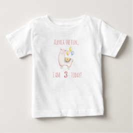Camiseta Para Bebê Linda Alpaca com Balão Rosa Claro Aniversário Infa