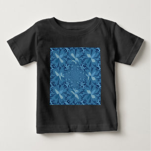 Camiseta Para Bebê Linda Arte Azul Iridescente Caleidoscópica