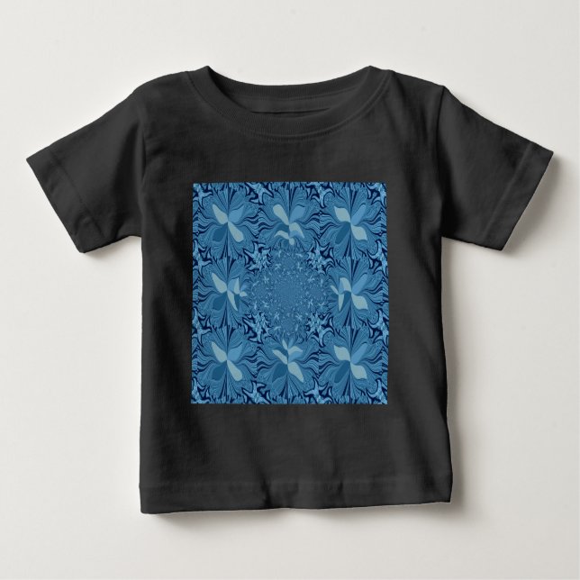 Camiseta Para Bebê Linda Arte Azul Iridescente Caleidoscópica (Frente)