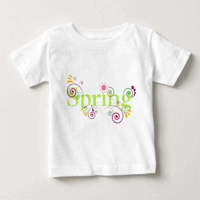 Camiseta Para Bebê Linda Botânica Colorida de Primavera (Frente)