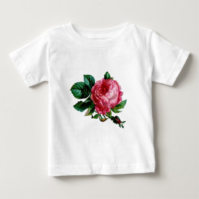 Camiseta Para Bebê Linda colheita de Rosa Inglês (Frente)