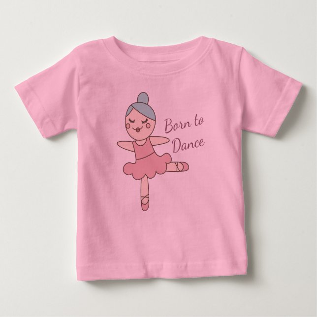 Camiseta Para Bebê Linda dançarina de balé de desenho animado (Frente)