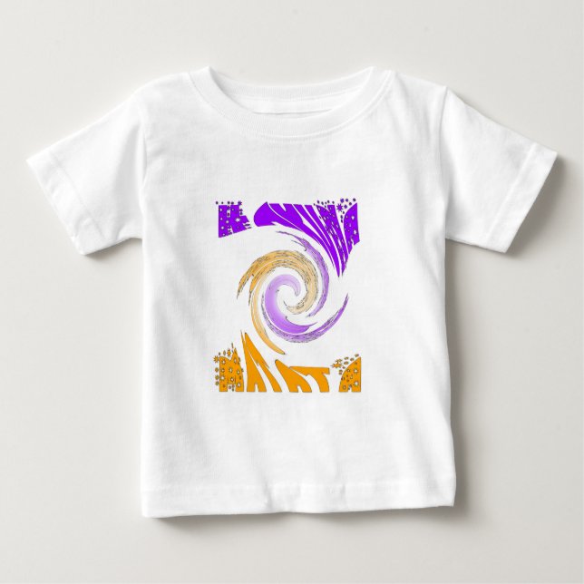 Camiseta Para Bebê Linda Design de Arte Moderna: Roxo e Dourado (Frente)